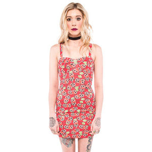 Scary Cherry Dress Red Sugar Skull Day of the Dead